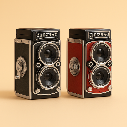 Two vintage-style speakers with 'CHUZHAO' branding on a beige background
