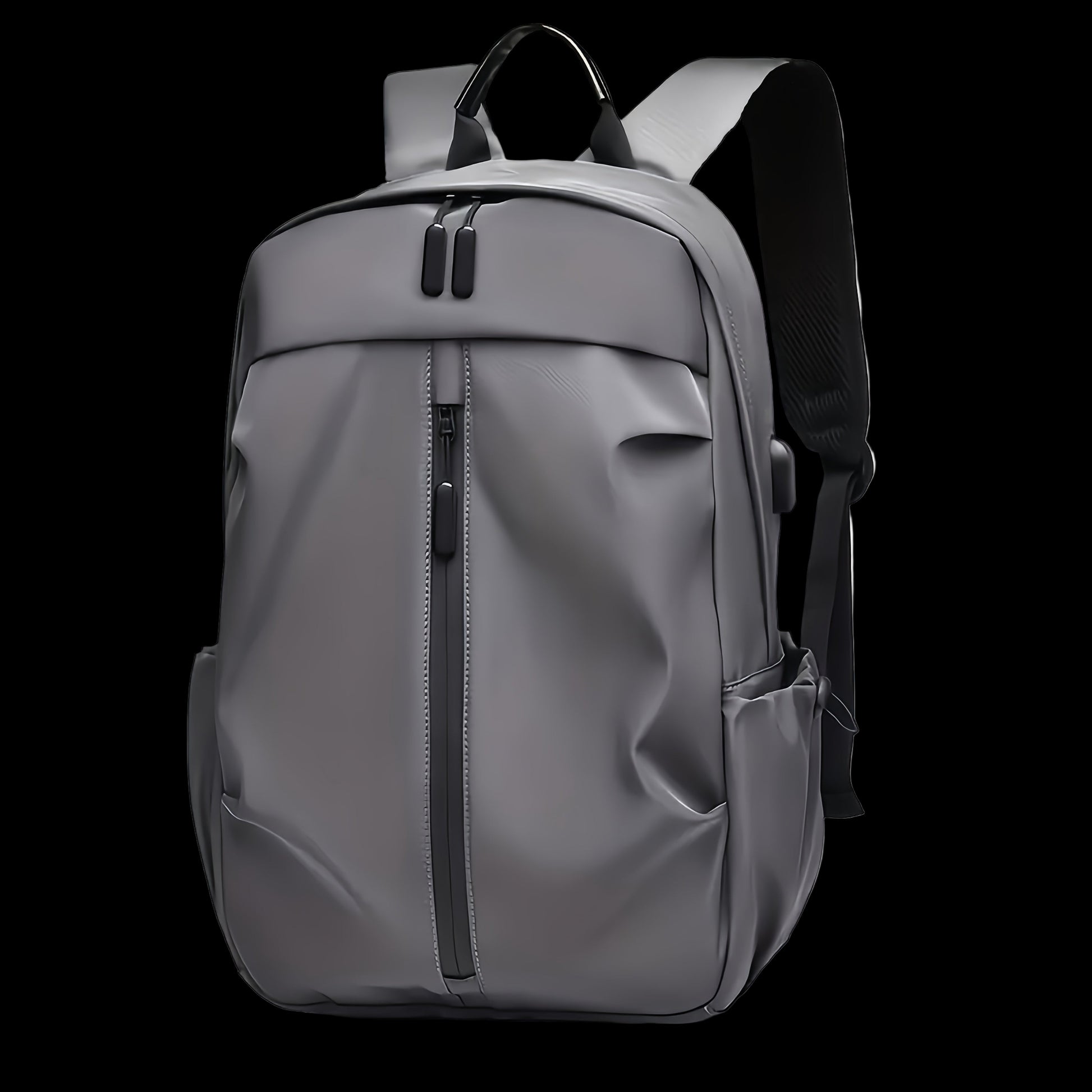 Gray backpack on a white background