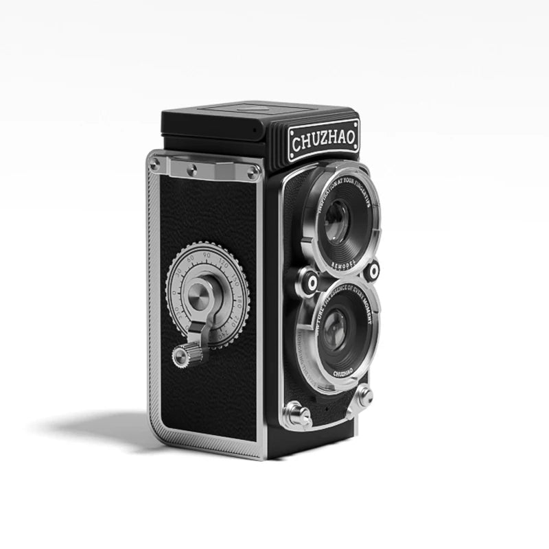 Vintage-style camera with 'CHUZHAQ' branding on a white background