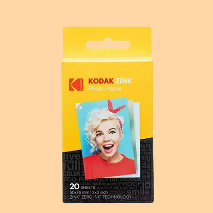 Kodak Zink photo paper packaging with a sample photo on a white background